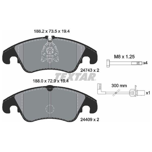 Тормозные колодки Textar 2474301 передние/ дисковые photo 2 Тормозные колодки Textar 2474301 передние/ дисковые photo 2