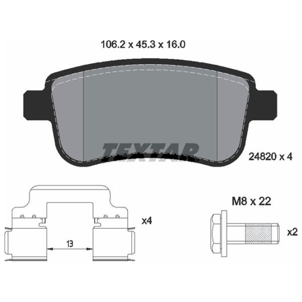 Тормозные колодки Textar 2482001 задние/ дисковые photo 2 Тормозные колодки Textar 2482001 задние/ дисковые photo 2