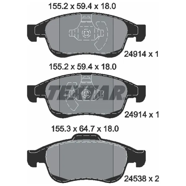 Тормозные колодки Textar 2491401 передние/ дисковые photo 2 Тормозные колодки Textar 2491401 передние/ дисковые photo 2