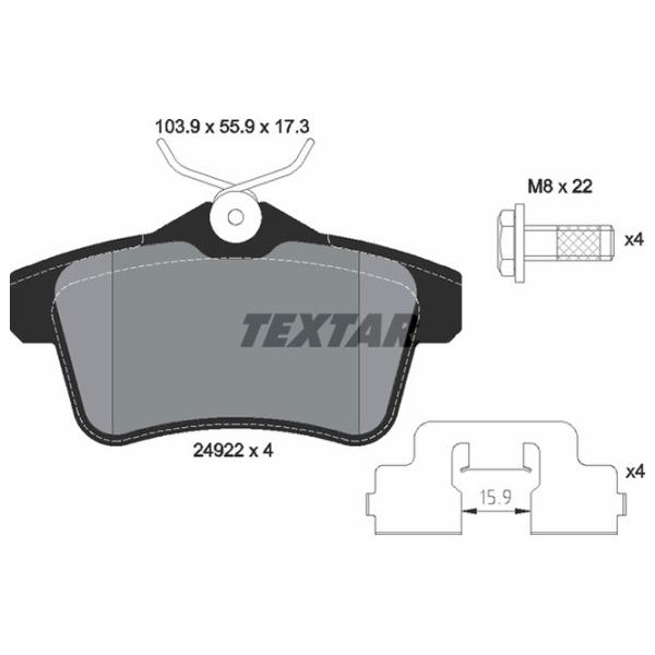 Plăcuțe de frână Textar 2492201 spate/ disk photo 2 Plăcuțe de frână Textar 2492201 spate/ disk photo 2