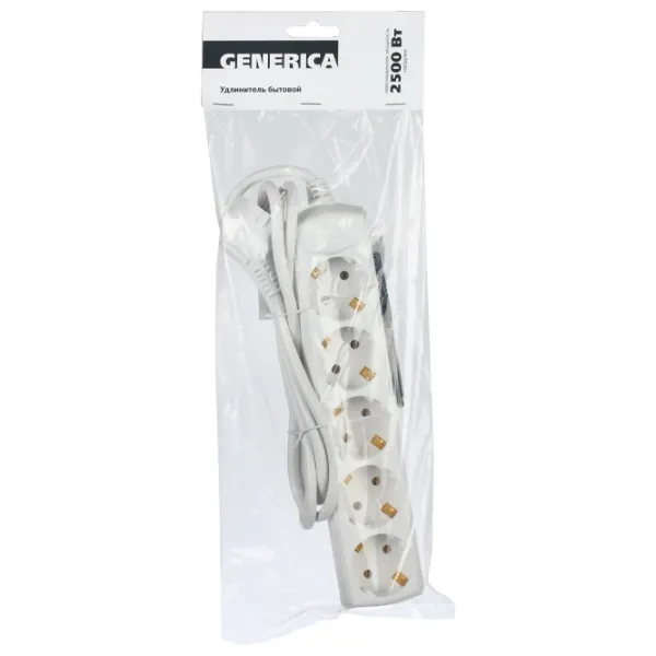 Удлинитель Generica WYP10-10-05-05-Z-G 5 м Белый photo 2