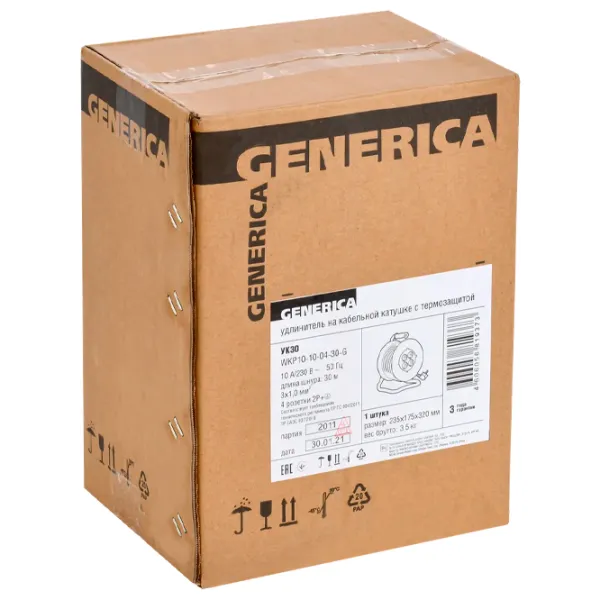 Удлинитель на катушке Generica WKP10-10-04-30-G 30 м Черный photo 2
