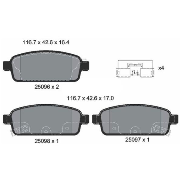 Тормозные колодки Textar 2509602 задние/ дисковые photo 2 Тормозные колодки Textar 2509602 задние/ дисковые photo 2