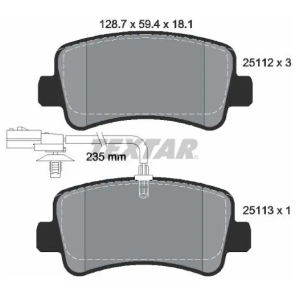 Тормозные колодки Textar 2511201 задние/ дисковые photo 2 Тормозные колодки Textar 2511201 задние/ дисковые photo 2