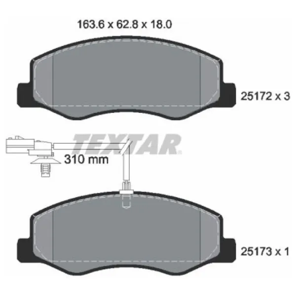 Тормозные колодки Textar 2517201 задние/ дисковые photo 2 Тормозные колодки Textar 2517201 задние/ дисковые photo 2