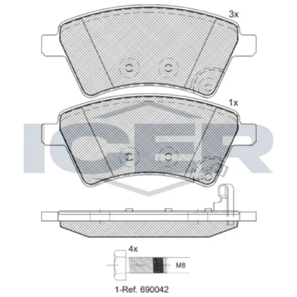 Тормозные колодки Icer 181758-700 передние/ дисковые photo 2 Тормозные колодки Icer 181758-700 передние/ дисковые photo 2