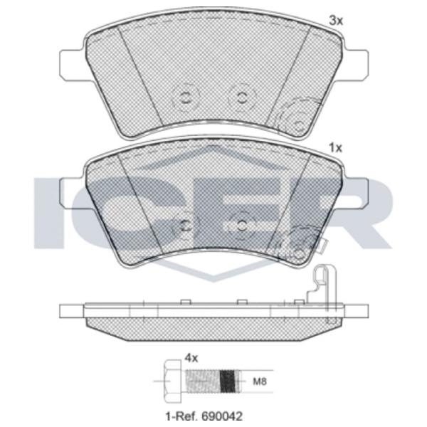 Тормозные колодки Icer 181758-700 передние/ дисковые photo 2 Тормозные колодки Icer 181758-700 передние/ дисковые photo 2
