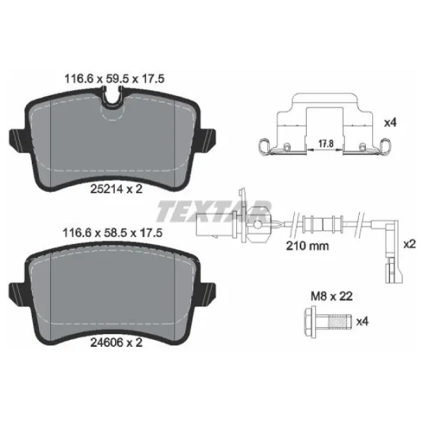 Тормозные колодки Textar 2521402 задние/ дисковые photo 2 Тормозные колодки Textar 2521402 задние/ дисковые photo 2