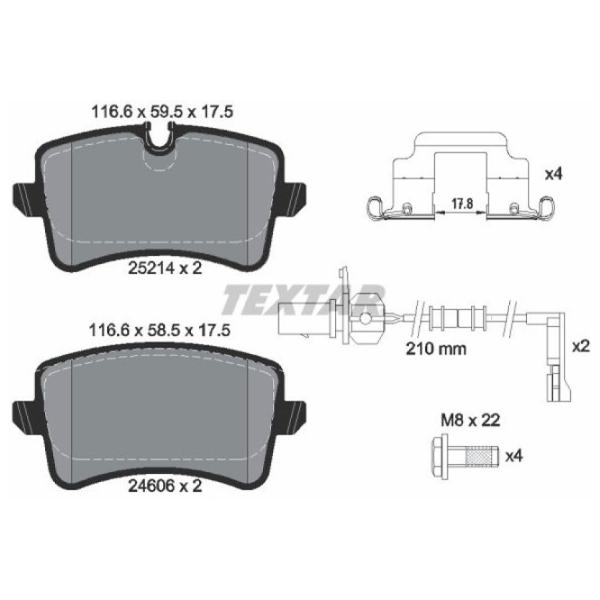 Тормозные колодки Textar 2521402 задние/ дисковые photo 2 Тормозные колодки Textar 2521402 задние/ дисковые photo 2