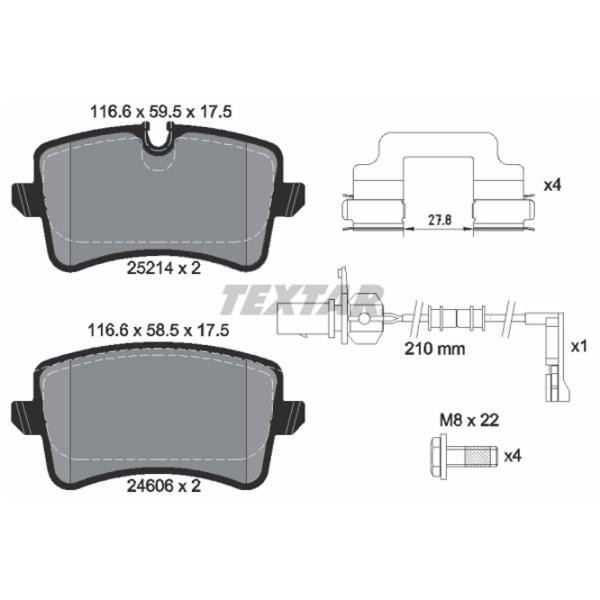 Тормозные колодки Textar 2521413 задние/ дисковые photo 2 Тормозные колодки Textar 2521413 задние/ дисковые photo 2