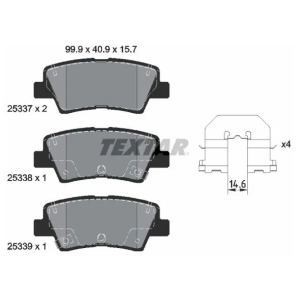 Тормозные колодки Textar 2533701 задние/ дисковые photo 2 Тормозные колодки Textar 2533701 задние/ дисковые photo 2