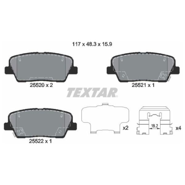 Plăcuțe de frână Textar 2552001 spate/ disk photo 2 Plăcuțe de frână Textar 2552001 spate/ disk photo 2
