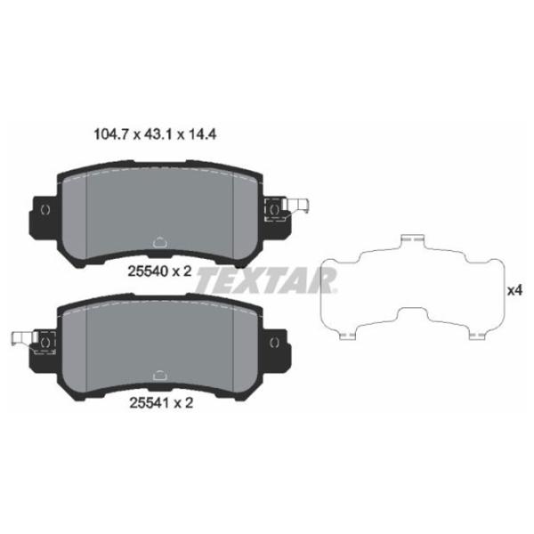 Тормозные колодки Textar 2554001 задние/ дисковые photo 2 Тормозные колодки Textar 2554001 задние/ дисковые photo 2