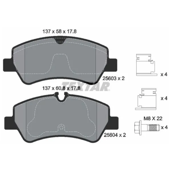 Тормозные колодки Textar 2560301 задние/ дисковые photo 2 Тормозные колодки Textar 2560301 задние/ дисковые photo 2