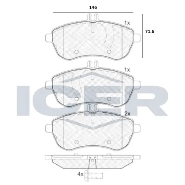 Plăcuțe de frână Icer 181821 față/ disk photo 2