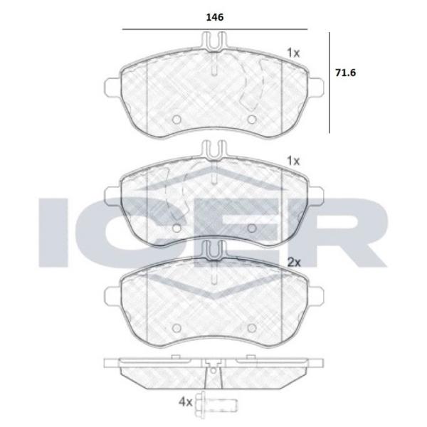 Plăcuțe de frână Icer 181821 față/ disk photo 2