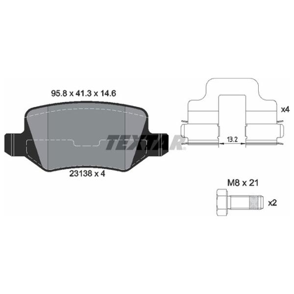 Тормозные колодки Textar 2313805 задние/ дисковые photo 3 Тормозные колодки Textar 2313805 задние/ дисковые photo 3