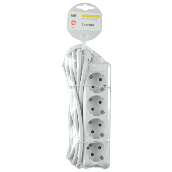 Удлинитель IEK WYP10-16-04-03-Z-N 3 м Белый photo 2
