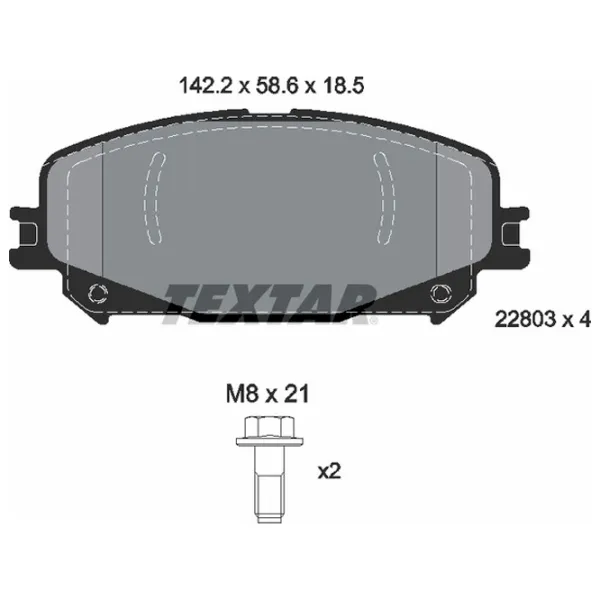 Тормозные колодки Textar 2280301 передние/ дисковые photo 2 Тормозные колодки Textar 2280301 передние/ дисковые photo 2