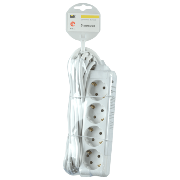 Удлинитель IEK WYP10-16-04-05-Z-N 5 м Белый photo 2
