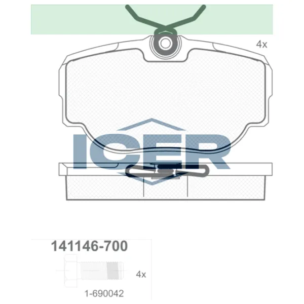 Тормозные колодки Icer 141146-700 задние/ дисковые photo 2 Тормозные колодки Icer 141146-700 задние/ дисковые photo 2