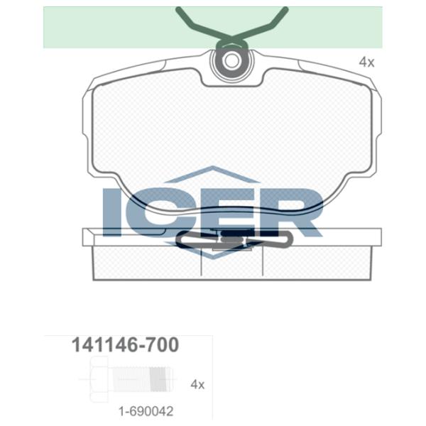 Тормозные колодки Icer 141146-700 задние/ дисковые photo 2 Тормозные колодки Icer 141146-700 задние/ дисковые photo 2
