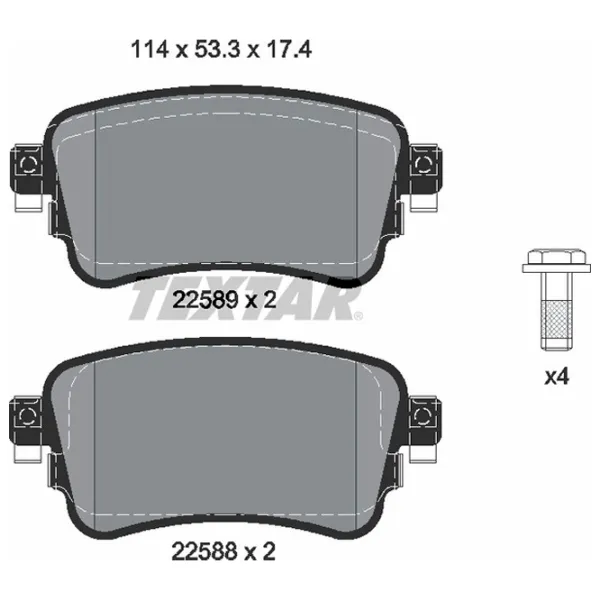 Тормозные колодки Textar 2258801 задние/ дисковые photo 2 Тормозные колодки Textar 2258801 задние/ дисковые photo 2