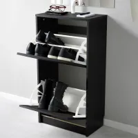 Обувной шкаф Ikea Bissa 2 93см x 49см x 28см/ ЛДСП/ Black photo 3