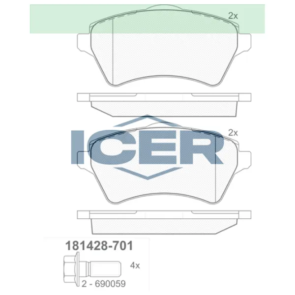 Plăcuțe de frână Icer 181428-701 față/ disk photo 2