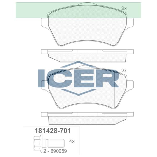 Plăcuțe de frână Icer 181428-701 față/ disk photo 2