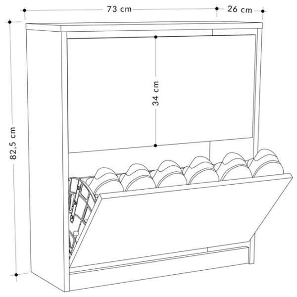Обувной шкаф Showdeko Shoe Cabinet (M.AK.23500) 82см x 73см x 25см/ ЛДСП/ White photo 6