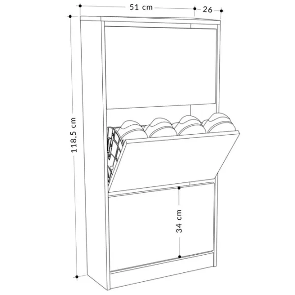 Обувной шкаф Showdeko Shoe Cabinet (M.AK.23503) 119см x 51см x 26см/ ЛДСП/ White photo 6