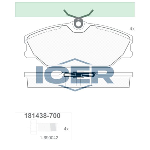 Тормозные колодки Icer 181438-700 передние/ дисковые photo 2 Тормозные колодки Icer 181438-700 передние/ дисковые photo 2