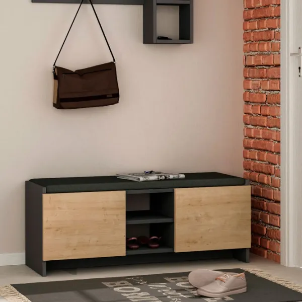 Обувной шкаф Showdeko Zulla (M.B.13274.5) 43см x 110см x 37см/ ЛДСП/ Anthracite photo 3