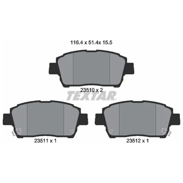 Тормозные колодки Textar 2351002 передние/ дисковые photo 2 Тормозные колодки Textar 2351002 передние/ дисковые photo 2