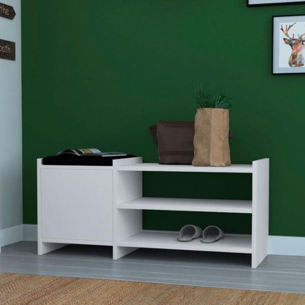 Обувной шкаф Showdeko Sunno Hall Stand (M.B.13275.2) 44см x 100см x 35см/ ЛДСП/ White photo 2