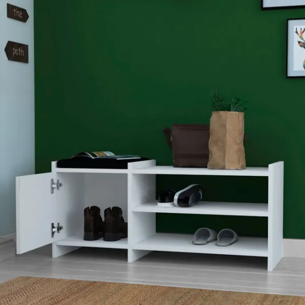 Обувной шкаф Showdeko Sunno Hall Stand (M.B.13275.2) 44см x 100см x 35см/ ЛДСП/ White photo 3