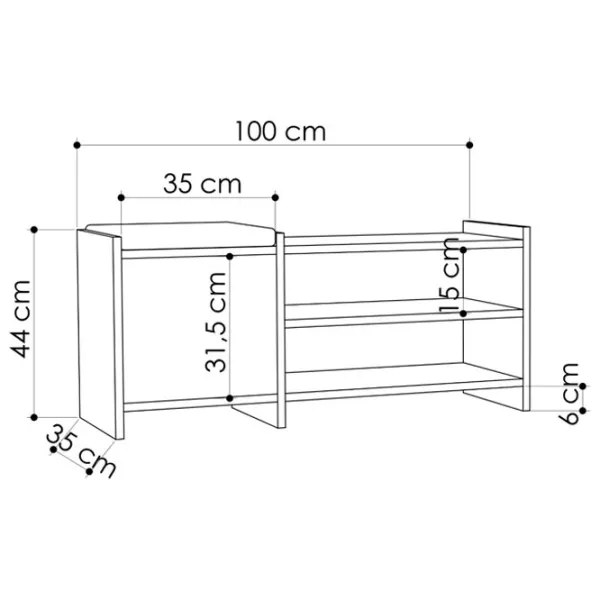 Обувной шкаф Showdeko Sunno Hall Stand (M.B.13275.2) 44см x 100см x 35см/ ЛДСП/ White photo 4