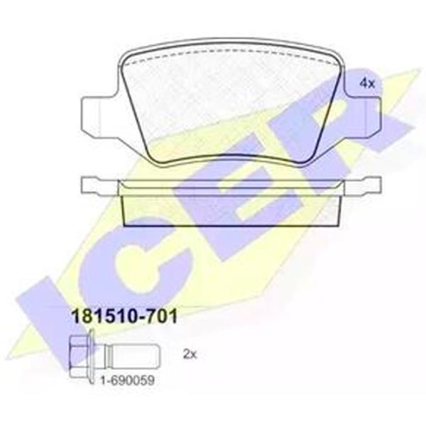 Тормозные колодки Icer 181510-701 задние/ дисковые photo 2 Тормозные колодки Icer 181510-701 задние/ дисковые photo 2