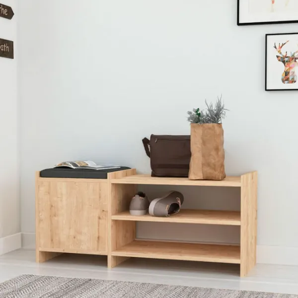 Обувной шкаф Showdeko Sunno Hall Stand (M.B.13275.4) 44см x 100см x 35см/ ЛДСП/ Oak photo 2 Обувной шкаф Showdeko Sunno Hall Stand (M.B.13275.4) 44см x 100см x 35см/ ЛДСП/ Oak photo 2