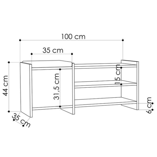Обувной шкаф Showdeko Sunno Hall Stand (M.B.13275.6) 44см x 100см x 35см/ ЛДСП/ Светлый мокко photo 3