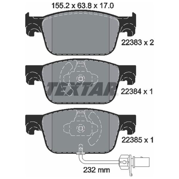Тормозные колодки Textar 2238301 передние/ дисковые photo 2 Тормозные колодки Textar 2238301 передние/ дисковые photo 2