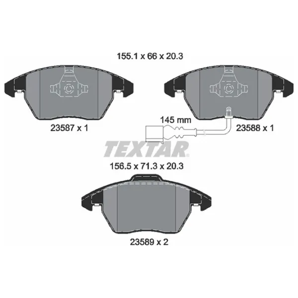 Тормозные колодки Textar 2358701 передние/ дисковые photo 2 Тормозные колодки Textar 2358701 передние/ дисковые photo 2
