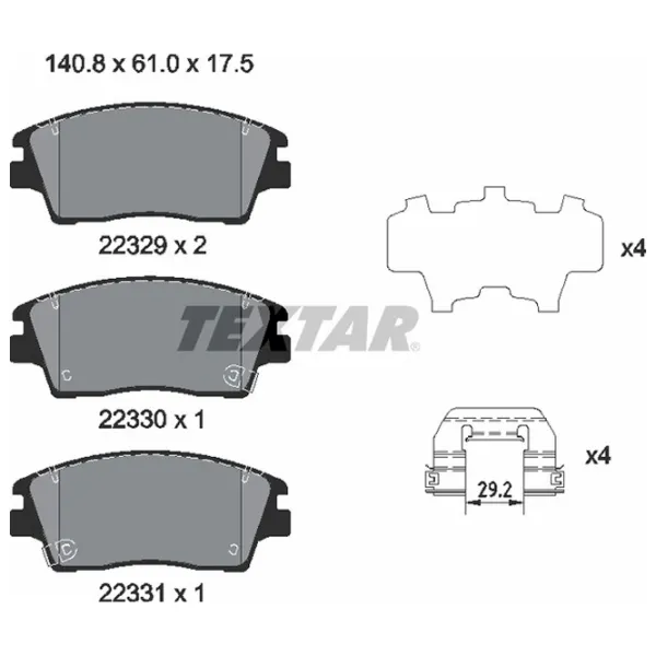 Тормозные колодки Textar 2232901 передние/ дисковые photo 2 Тормозные колодки Textar 2232901 передние/ дисковые photo 2