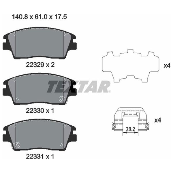 Тормозные колодки Textar 2232901 передние/ дисковые photo 2 Тормозные колодки Textar 2232901 передние/ дисковые photo 2