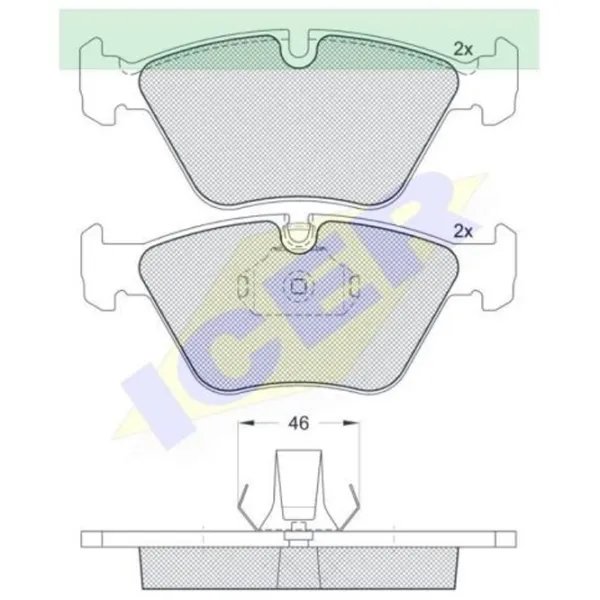 Plăcuțe de frână Icer 181550 față/ disk photo 2
