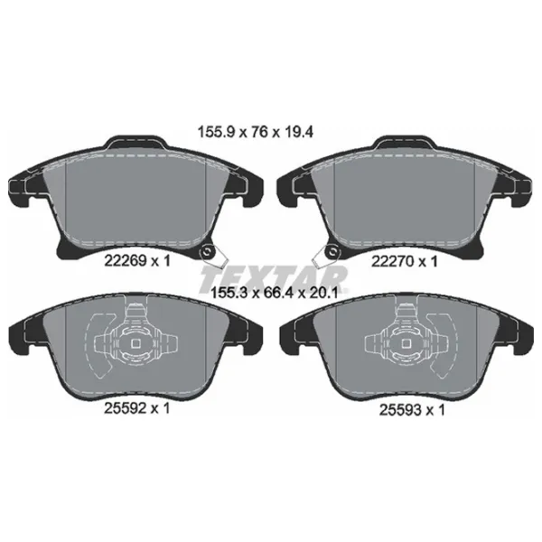 Plăcuțe de frână Textar 2226901 față/ disk photo 2 Plăcuțe de frână Textar 2226901 față/ disk photo 2