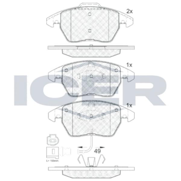 Plăcuțe de frână Icer 181567 față/ disk photo 2