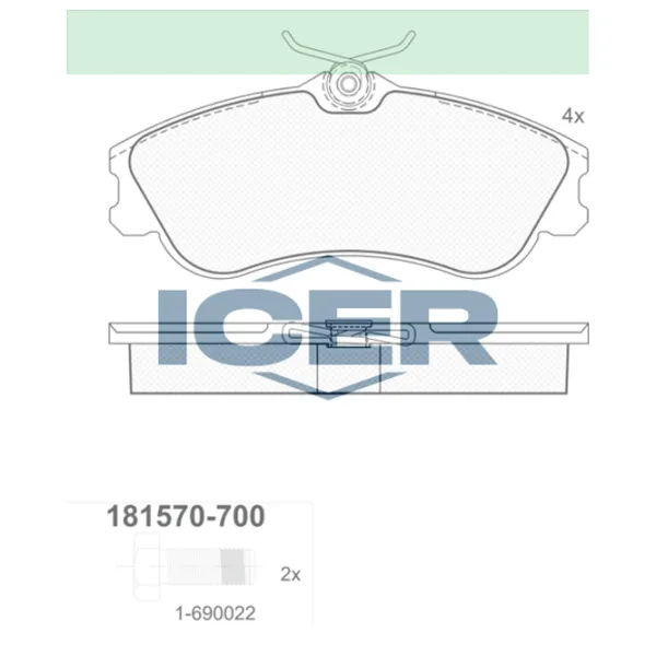 Тормозные колодки Icer 181570-700 передние/ дисковые photo 2 Тормозные колодки Icer 181570-700 передние/ дисковые photo 2