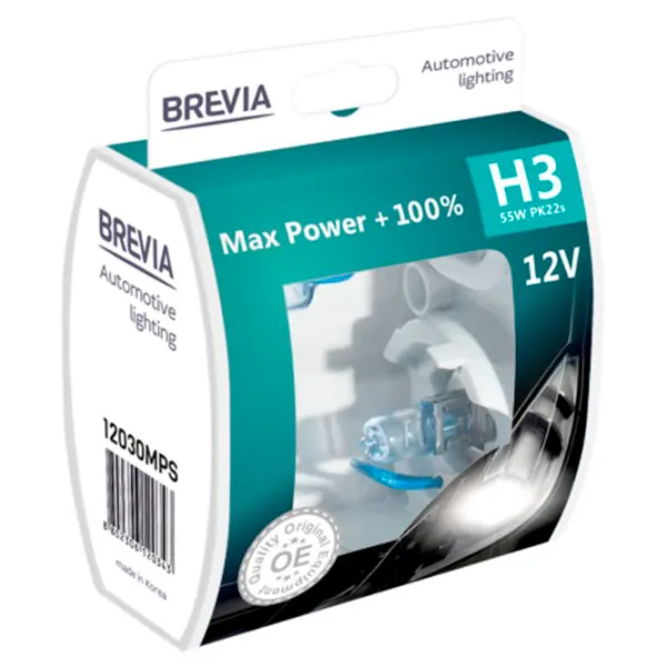 Автомобильная лампа Brevia Max Power +100% Галоген/ H3/ PK22s/ 55 Вт photo 2 Автомобильная лампа Brevia Max Power +100% Галоген/ H3/ PK22s/ 55 Вт photo 2